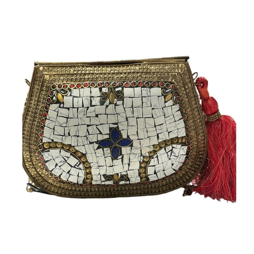 Sam Edelman Metal Gold Tone Mosaic Crossbody Purse - Picture 5 of 10